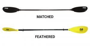 kayak paddle buying guide - matched and feathered paddles