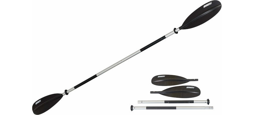 Ruk Sports 2 Piece Economical Asymmetric 190cm Black Blades Kayak Paddle 